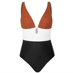Cupshe Colorblock Columbia Coast Keyhole One Piece Swimsuit